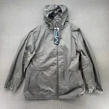 Mack Russo Windbreaker Jacket Mens XXL Grey Full Zip Hoodie Drawstring Vents