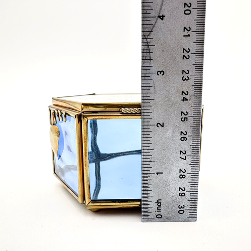Flower Fairies Lasting Impressions LTD Glass Brass Jewelry Trinket Box Blue 4" - Picture 12 of 12