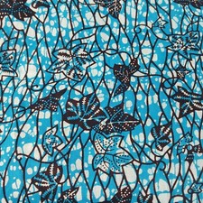 Hitaget Dore Golden Block Wax Ankara African Fabric Turquoise Leaf 5 Yds Cotton