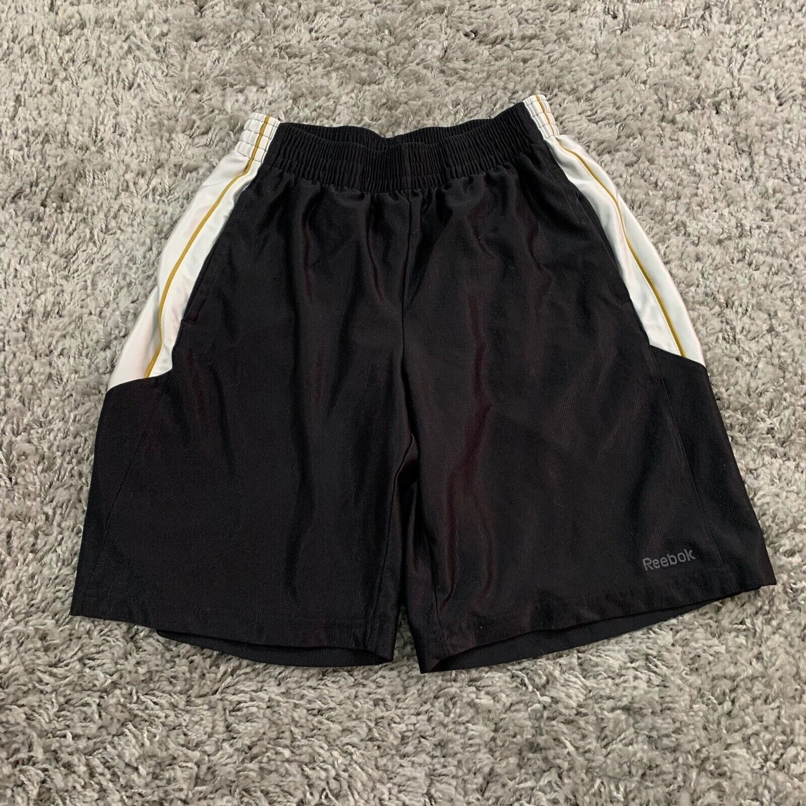 Reebok Shorts Men S Small Black Gray Logo Spelled Out Athletic Basketball Trunk