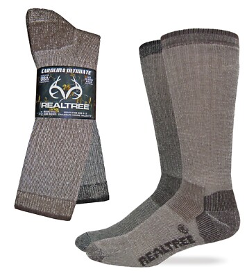 Realtree Men's 70% Merino Wool Full Cushion Boot Socks 2 Pair Pack