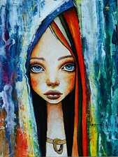 ARTIST'S ORIGINAL acrylic painting ABSTRACT WOMAN PORTRAIT EXPRESSIVE POP ART