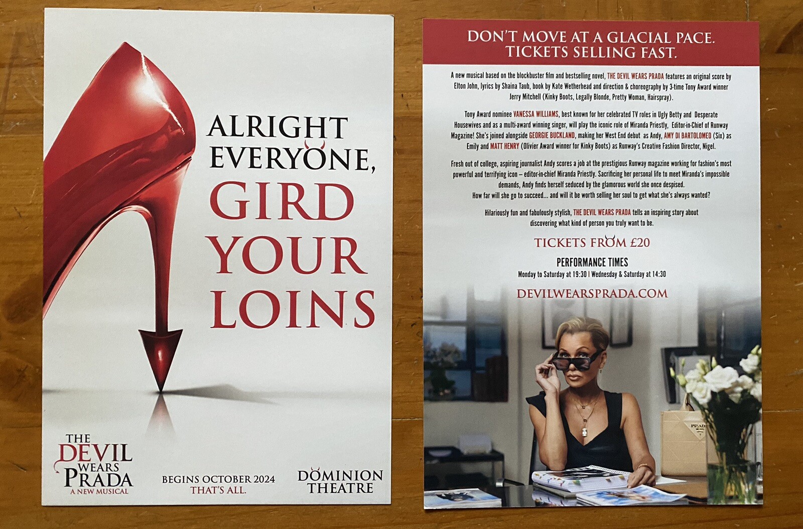 2 The Devil Wears Prada Musical Original Promo Flyer West End Domin Theatre 8x6” thumbnail 2