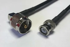 UHF Male PL259 Angle to BNC Male ACI195 Coaxial Cable RF PICK LENGTH USA Ship