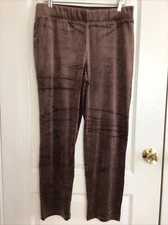 Denim And Co. Comfort Zone Brown Velour Stretch Pull On Straight leg ￼Pants M