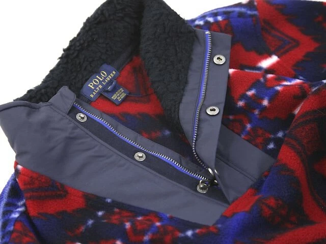 Polo Ralph Lauren Boys Native Print Pullover Fleece Jacket - red, blue