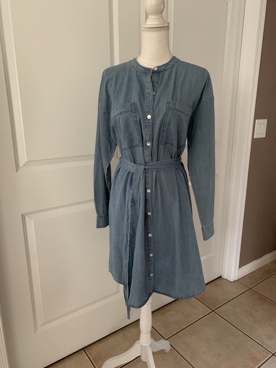 eileen fisher denim shirt dress Organic Cotton Denim Shift Dress