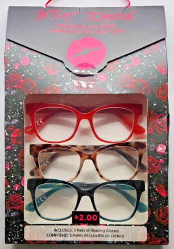 3 Pair Betsey Johnson Readers NEW! Reading Glasses Green Red Tortoise +2.00 - Picture 1 of 1