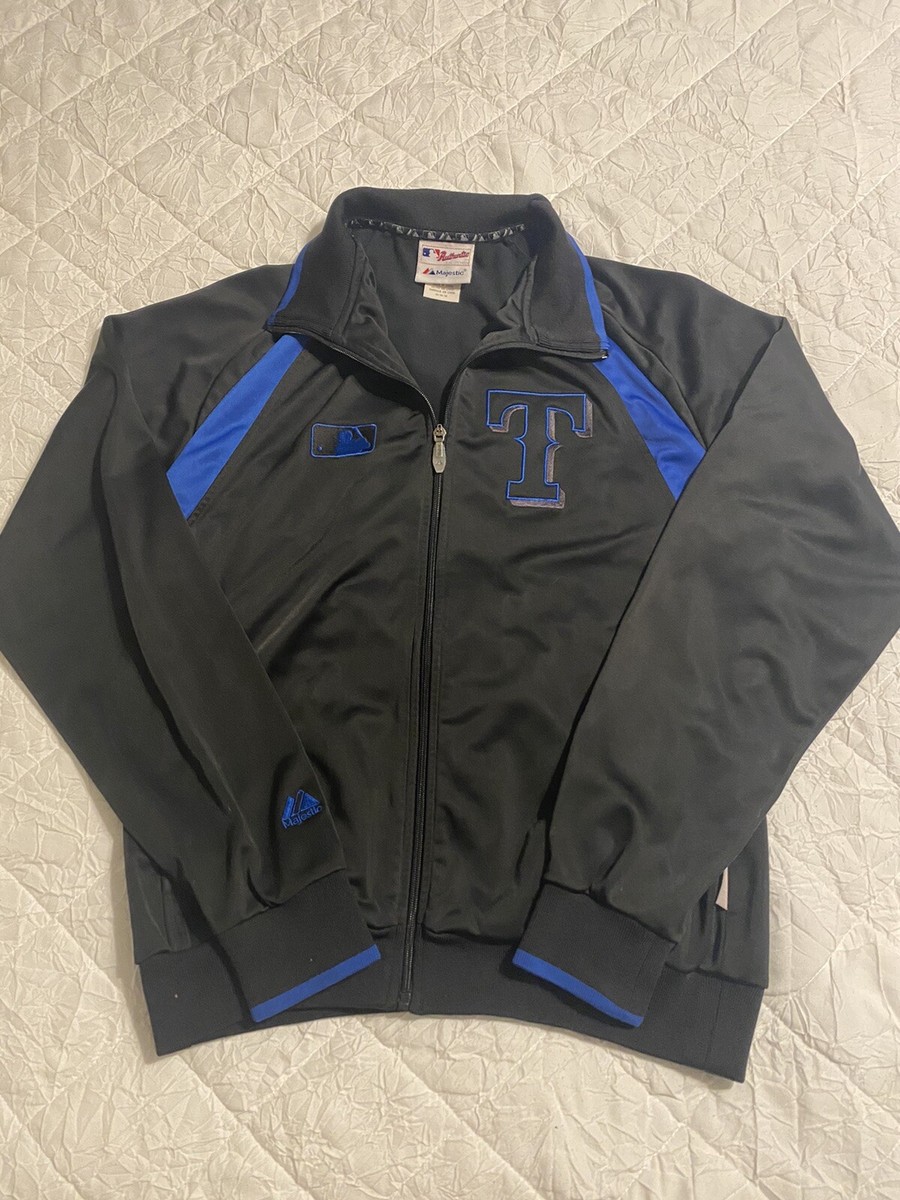 【中古】Majestic製　テキサス・レンジャーズ　ジャケット　XL RARE Black And Blue Majestic Texas Rangers Jacket | eBay