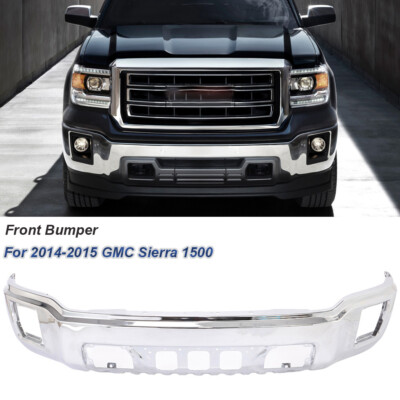 NEW Front Bumper For 2014-2015 GMC Sierra 1500 Without Sensors Chrome Steel
