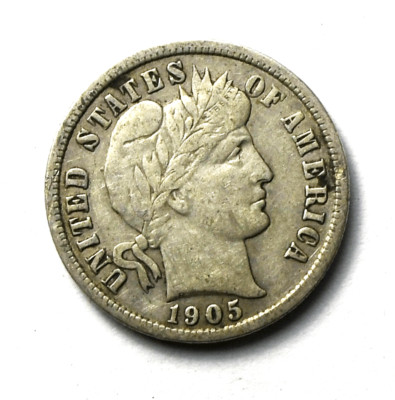 1905 10c Barber Silver Ten Cents Dime US Philadelphia