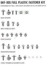 PLASTIC BOLT KIT KAWASAK STYLE, FULL PLASTIC FASTENER KIT