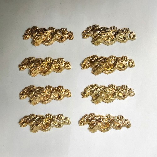 8 PCS Golden Dragon Menuki Fitting On Handle For Japanese Sword Samurai Katana - Picture 2 of 5