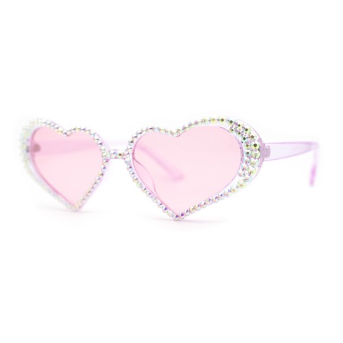 Damen-Sonnenbrille irisierend Strass Glitzer sprudelnd Herzform - Bild 24 von 60