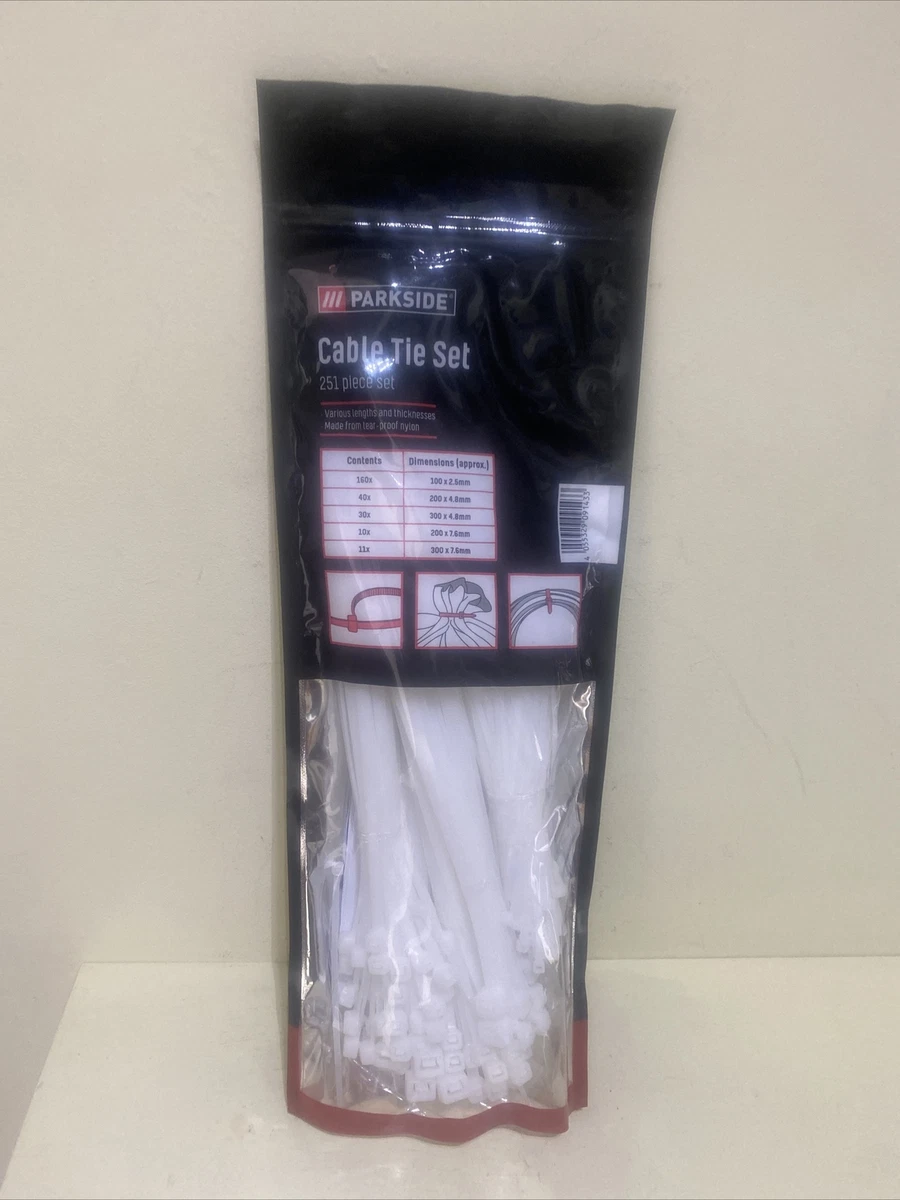 Parkside Cable Tie Set 251 Pieces German White Various Sizes 
