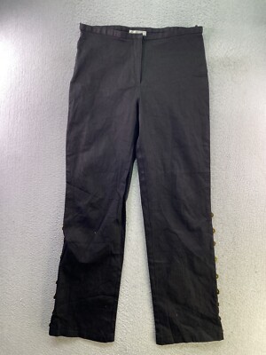 Elite Designs Womens Size Large (W32) Black Side Button Polyester Pants
