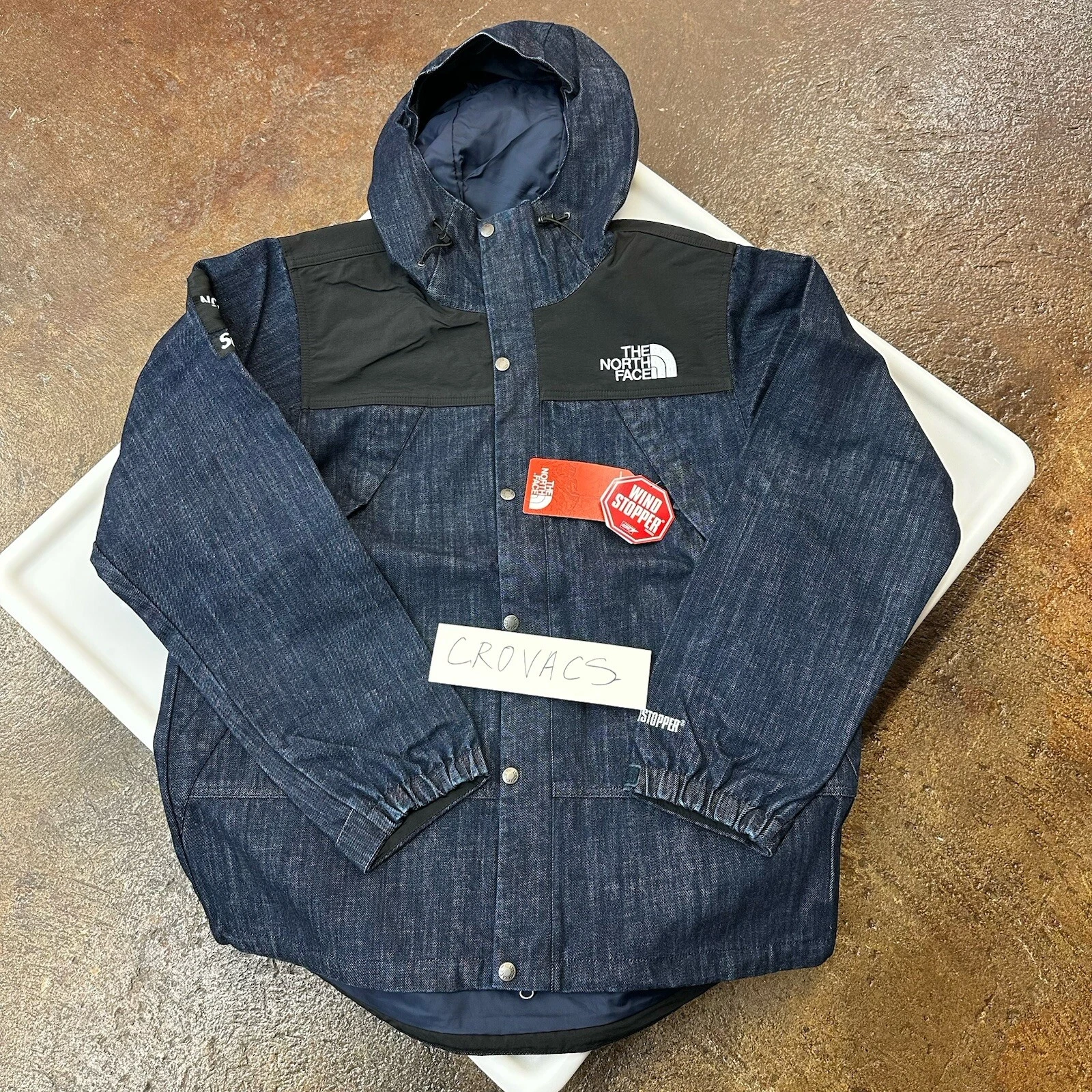 Veste à capuche neuve XL Supreme x The North Face Denim Dot Shot SS15
