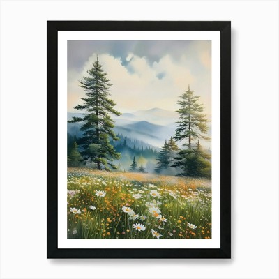 Nebelige Kiefern in den Appalachen gerahmtes Wandbild Poster Leinwanddruck Bild