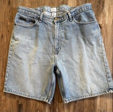 Vintage Calvin Klein Men  s Light Wash Denim 5 Pocket Jean Shorts Size 36 Waist