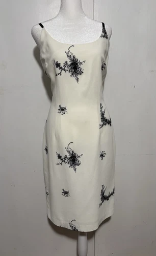 OFF WHITE Abito tubino Maggy London bianco sporco ricamato taglia 10