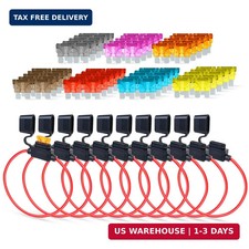 Pack of 10 Inline Fuse Holder 18AWG 1FT - Heavy Duty Automotive Blade Fuse Holde