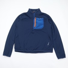 Eddie Bauer First Ascent Quarter Zip Pullover Mens Medium Blue FreeHeat Thermal