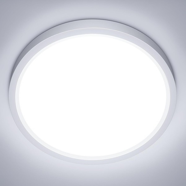 LED Deckenleuchte Flach 22 Cm 18W 1800 Lumen 6500K Kaltweiß IP44 Bad Deckenlampe-image