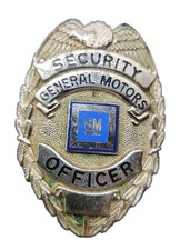 Vintage General Motors Security Officer Badge Silver Tone Eagle Top Obsolete GM