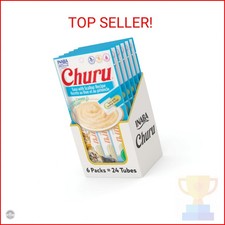 INABA Churu Cat Treats, Grain-Free, Lickable, Squeezable Creamy Pur e Cat Treat/