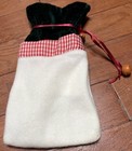 Snowman Christmas Drawstring Cloth Gift Pouch Bag Gingham White Black Red — photo 2