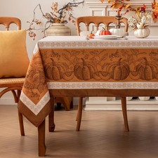Romanstile Fall Thanksgiving Rectangle Tablecloth 60 x 84 Inch, Orange Autu...