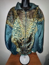 Vintage 80  s Lauren Brooke Jacket Size Large Windbreaker Leopard Gold Chains 90