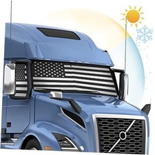 Semi Truck Sun Shade for Windshield and Side Window   Retractable US Flag