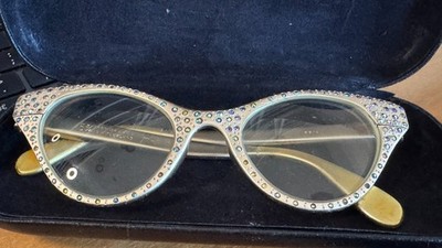 Vintage 1950s Victory Cateye Rhinestone Sunglasses Eyeglass Frames 5 3/4
