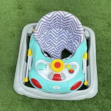 babylo Baby Walker Activity Walker with Play Tray, Grey Chevron Geometric Seat
