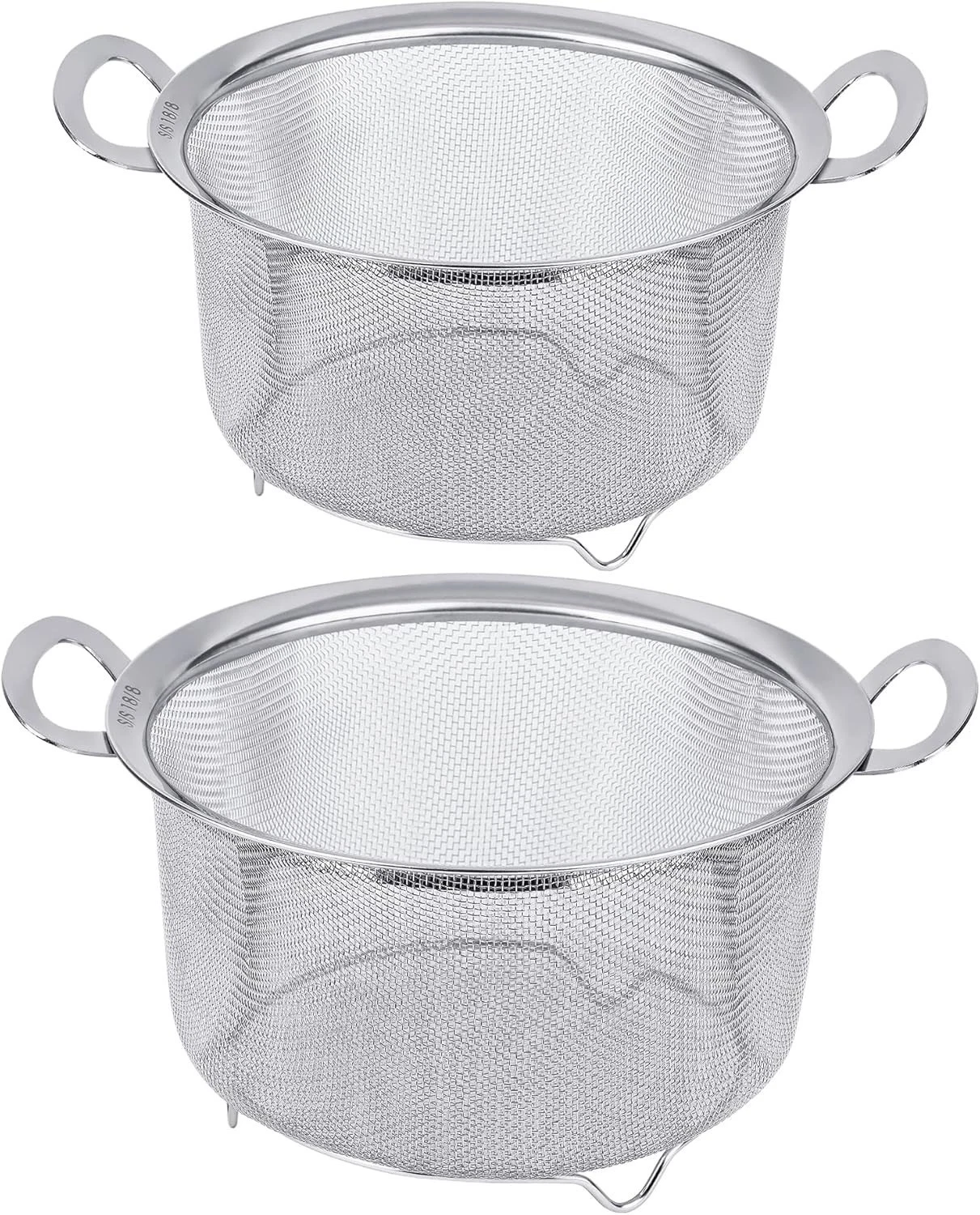 2 Pack Strainers Kitchen 18/8 Stainless Steel Colander W/ Handles Fine Mesh