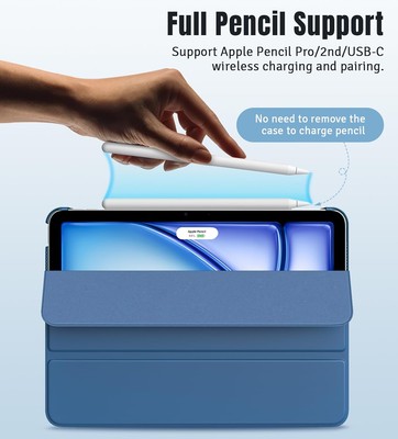 Custodia IPad Air 11 Pollici M3/M2 - Supporta Apple Pencil, Ricarica Magnetica, Blu Mare - Foto 5