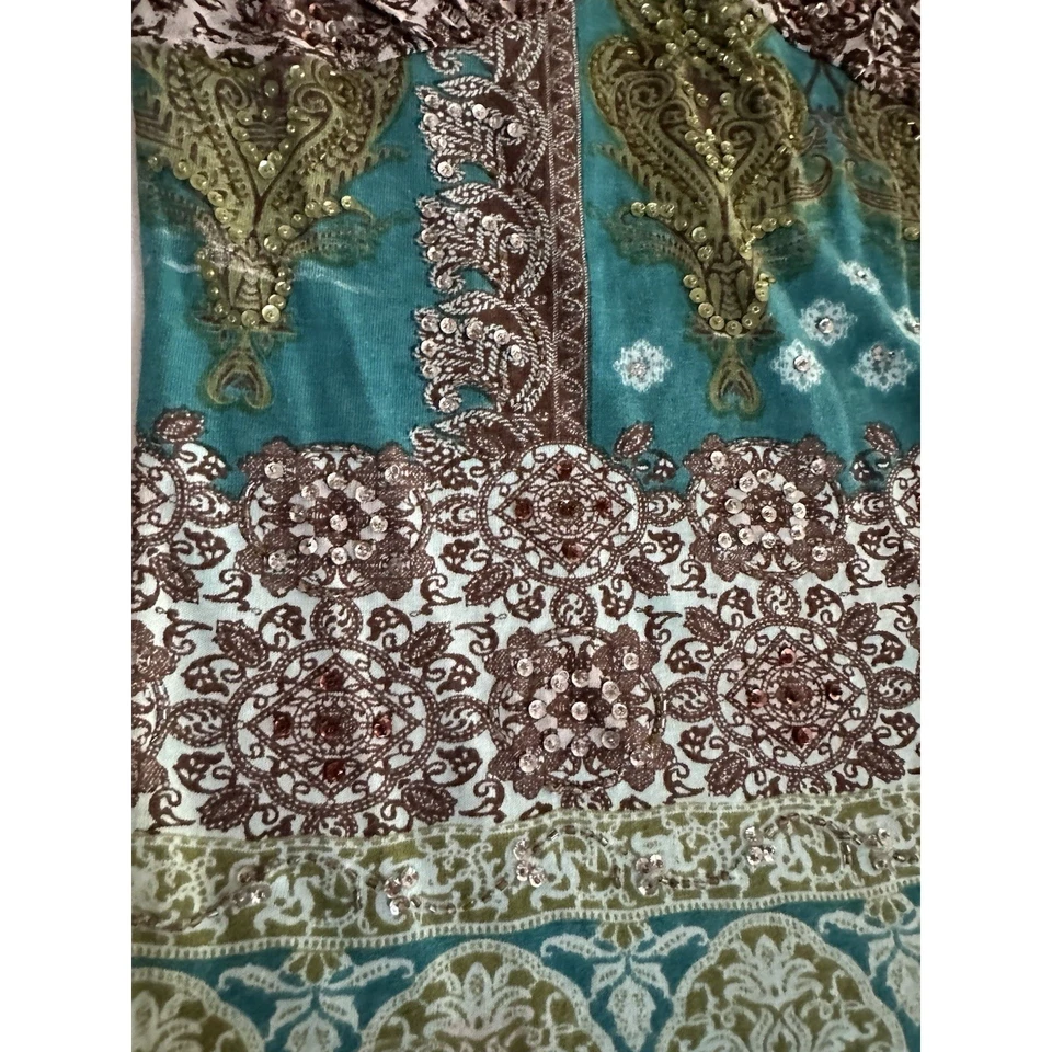 Babydoll retro boho fairycore vintage pequeño de cachemira verde para mujer Y2K Foto 2 de 4