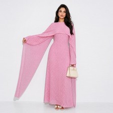 Elegant Cape Abaya Hollow Maxi Dress Dubai Evening Party Gown Women Islam Kaftan