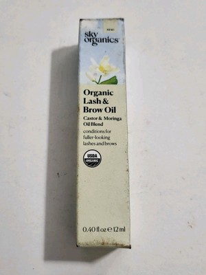 Sky Organics Organic Lash & Brow Oil & Applicator Eyelash Serum Castor Oil New
