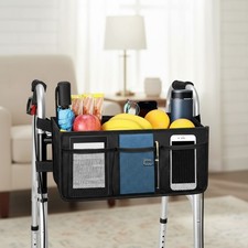 Versatile Black Walker Basket - Washable, Foldable & Tipping-Prevention Design