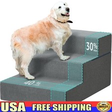 Large Dog Stairs for High Beds Extra Wide Pet Steps 3 Deep Step Cat Ramp Couch