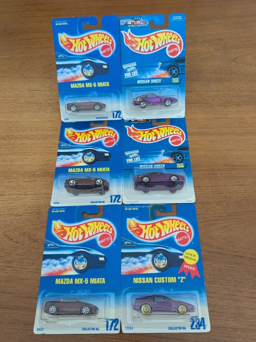 やす⭐️ Hot Wheels Lot Of 6 3-Mazda Miata's & 3-NISSAN CUSTOM 
