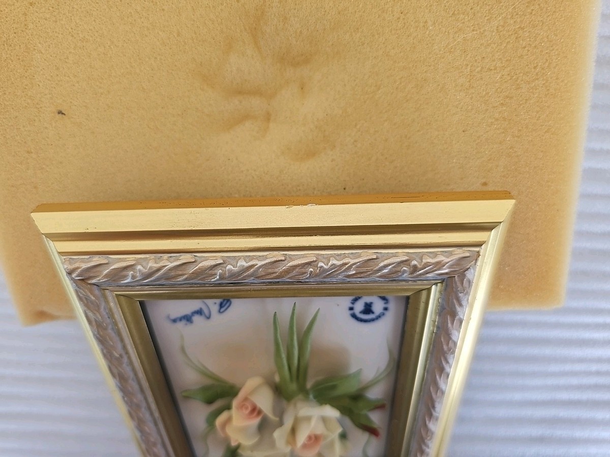 Capodimonte Italy Porcelain Wall Art Framed 3D Flower Vintage