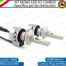 KIT LED H7 6500K FULL CANBUS XENON 12000LM LUMEN MONO LED MONOLED X LENTICOLARE