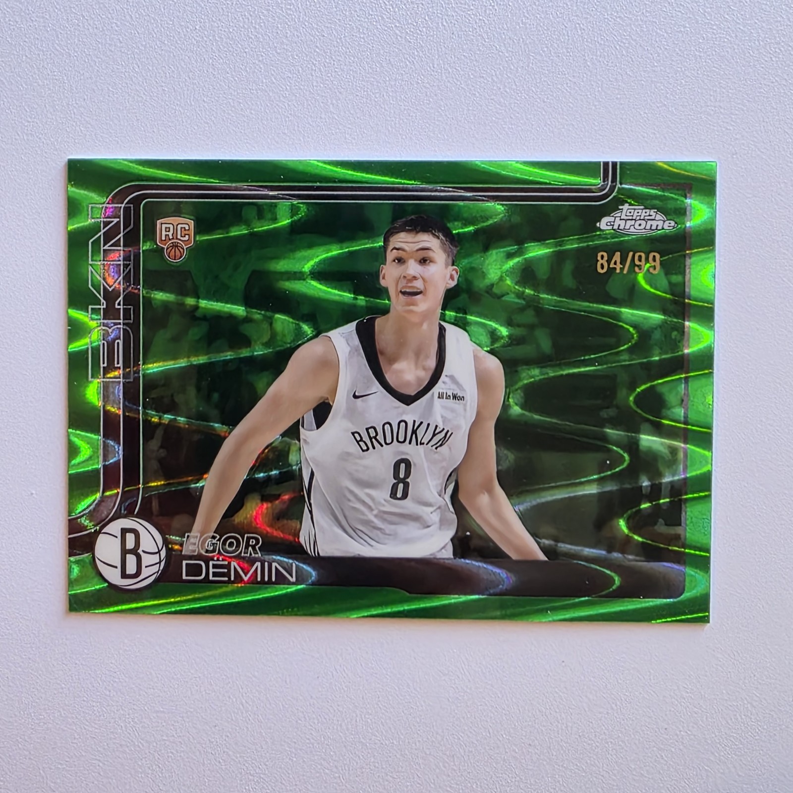 2025 Topps Chrome Egor Demin Green Ray Wave /99 #258 Brooklyn Nets