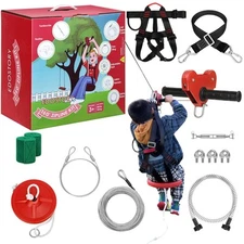 Edostory 160 Feet Backyard Zip Line Kit For Kids And Adult Up Outdoor 