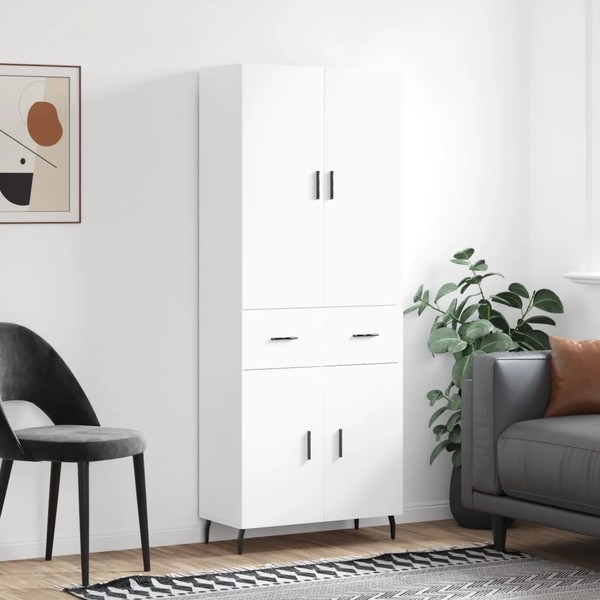 Schmales Highboard Weiß 180 Cm Hoch 69,5 Cm Breit 34 Cm Tief Holzwerkstoff-image