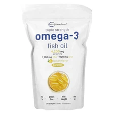 Triple Strength Omega-3 Fish Oil, Lemon, 240 Softgels (1,400 mg per Softgel)