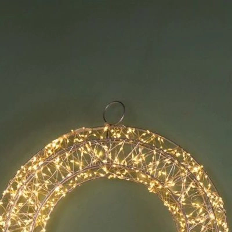 Ghirlanda Luminosa Natale BRANDANI 960 LED Luce Calda Corona Metallo 40 cm, fotografia 7 di 9